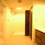 洗濯機置場　横に収納あり